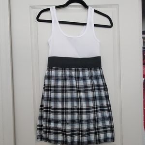 Schoolgirl White and Blue Plaid Mini Dress